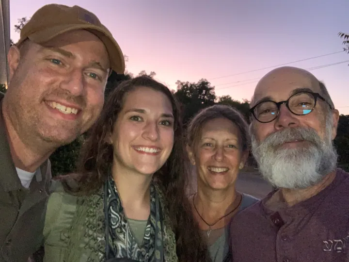 Sam and Ronni smiling with Susan and Michael Card.